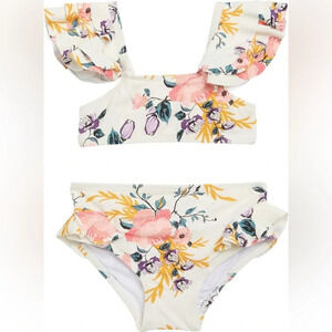 Jessica Simpson Ruffle Floral Two-Piece Swimsuit, Floral, Multiple Sizes, NWT
